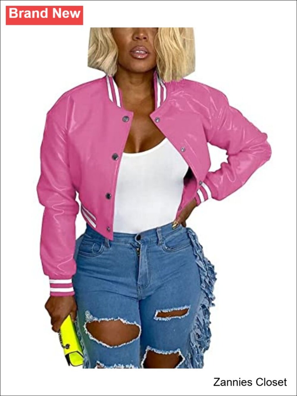 ✨Faux Leather Cropped Bomber Jacket Snap Button Down Streetwear Coat